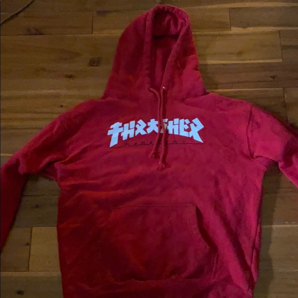 red thrasher Japanese design hoodie